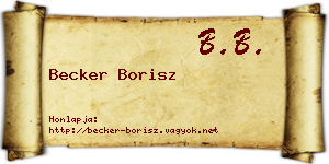 Becker Borisz névjegykártya